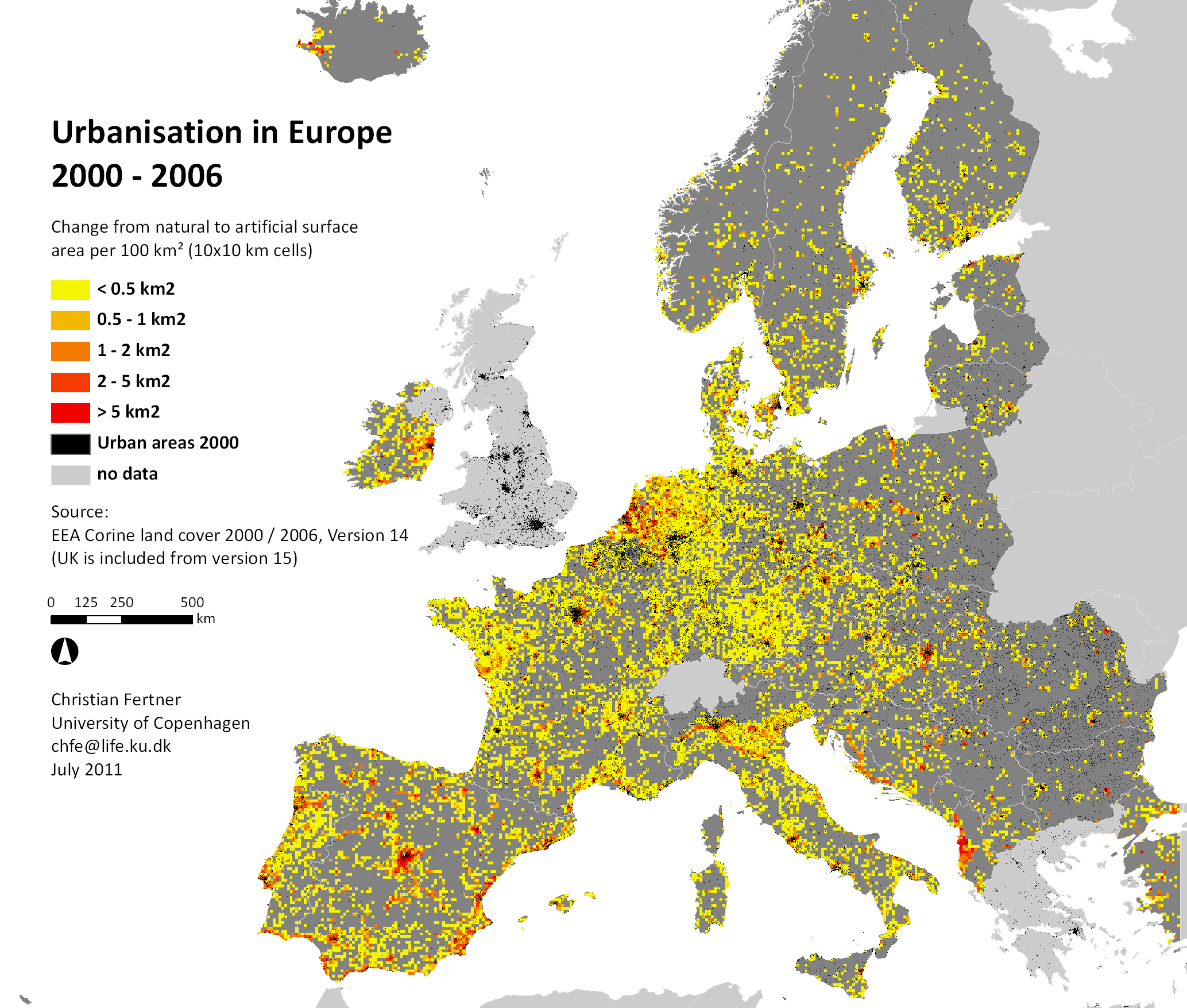 urbanisation in europe 2000-2006 | misc. on land use planning (with